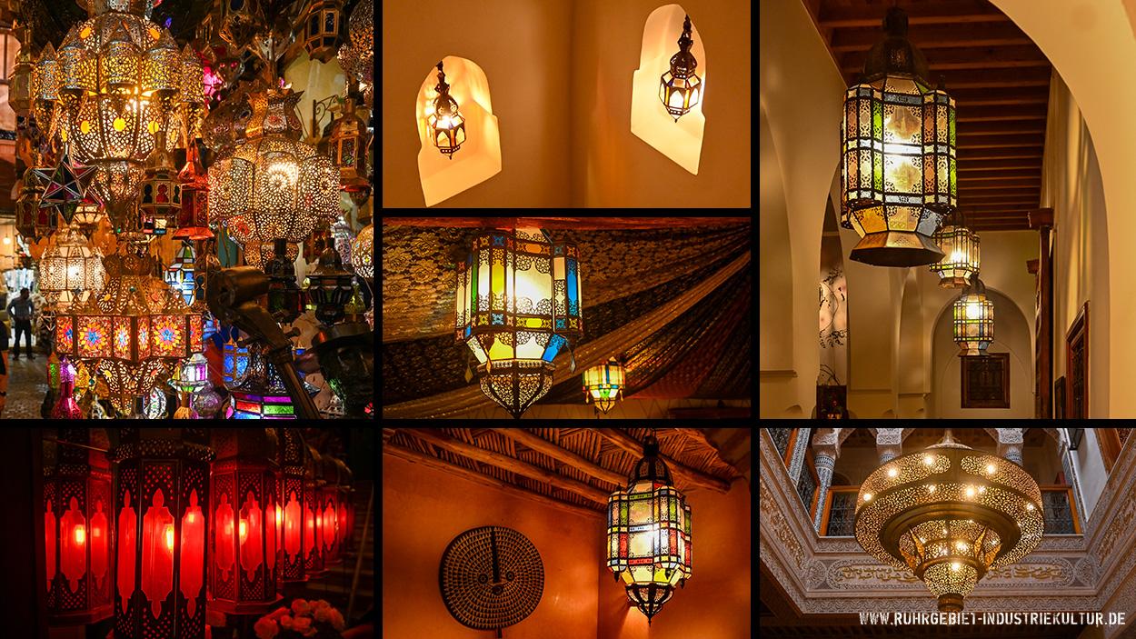 Collage aus sechs Fotos mit traditionellen marokkanischen Lampen und Laternen Collage aus sechs Fotos mit traditionellen marokkanischen Lampen und Laternen