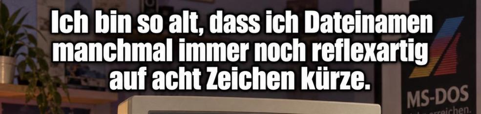 Ich bin so alt, dass ich Dateinamen manchmal immer noch reflexartig auf acht Zeichen kürze.